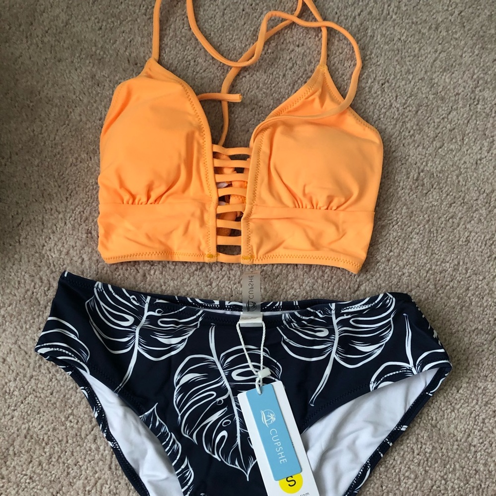 Cupshe Women's Mid Waisted Bikini Set Lace Up